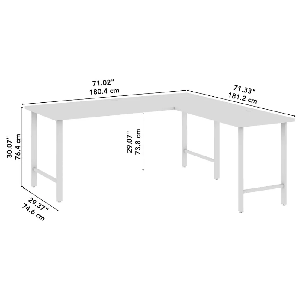 L-Desks*Bush Business Furniture Hustle 72"W L Shaped Computer Desk with Metal Legs, White (HUS001WH)