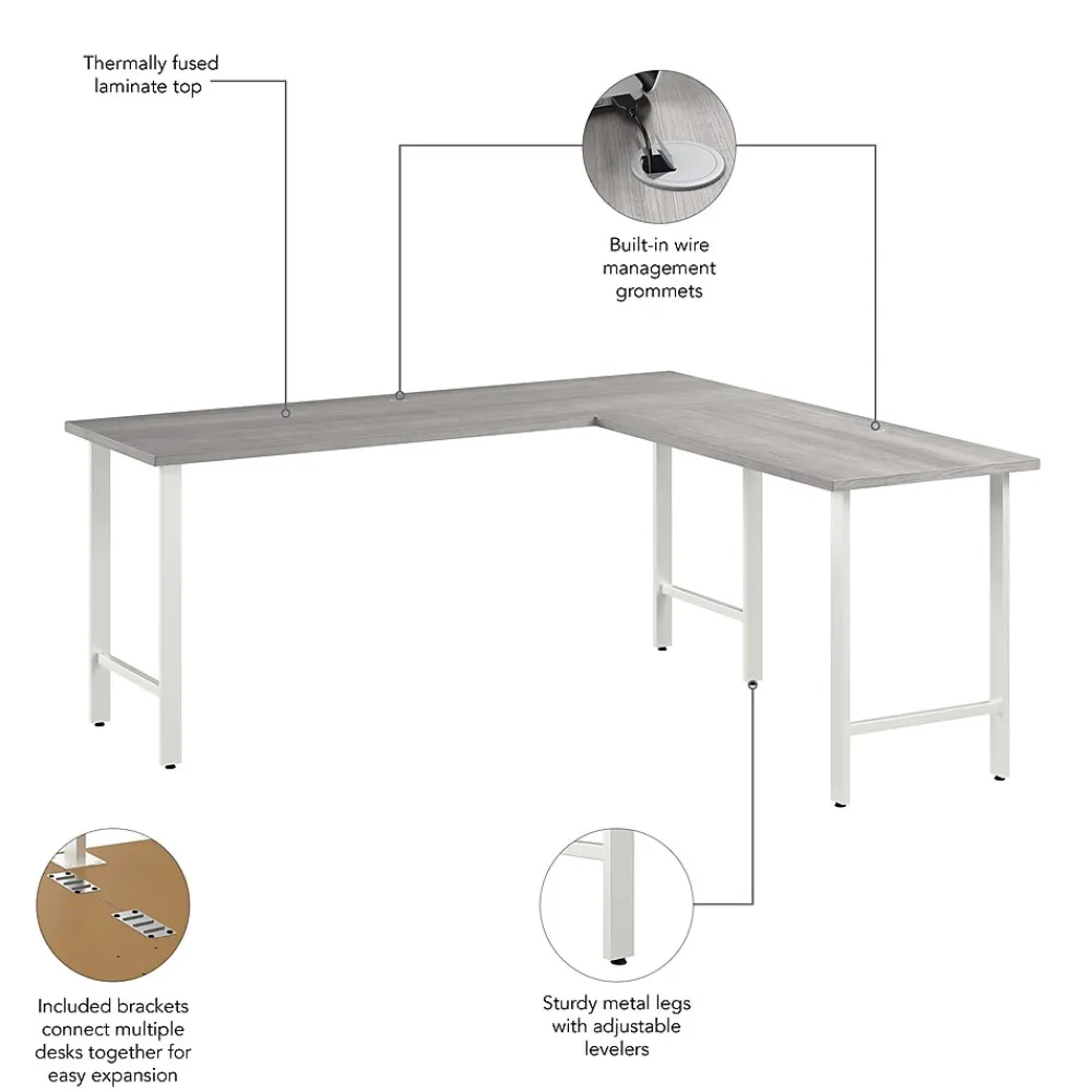 L-Desks*Bush Business Furniture Hustle 72"W L Shaped Computer Desk with Metal Legs, Platinum Gray (HUS002PG)