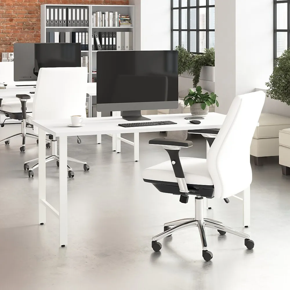 Office Desks*Bush Business Furniture Hustle 60"W Computer Desk with Metal Legs, White (HUD160WH)