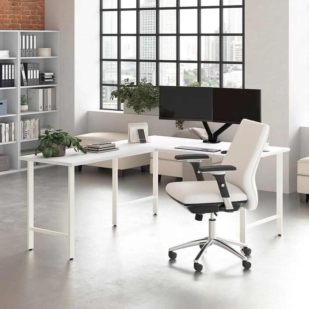 Office Desks*Bush Business Furniture Hustle 60"W Computer Desk with Metal Legs, White (HUD160WH)
