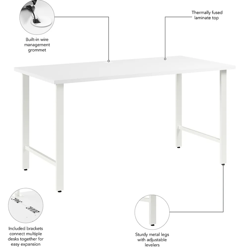 Office Desks*Bush Business Furniture Hustle 60"W Computer Desk with Metal Legs, White (HUD160WH)