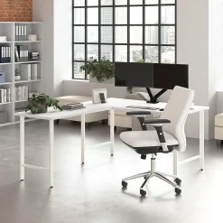 L-Desks*Bush Business Furniture Hustle 60"W L Shaped Computer Desk with Metal Legs, White (HUS003WH)