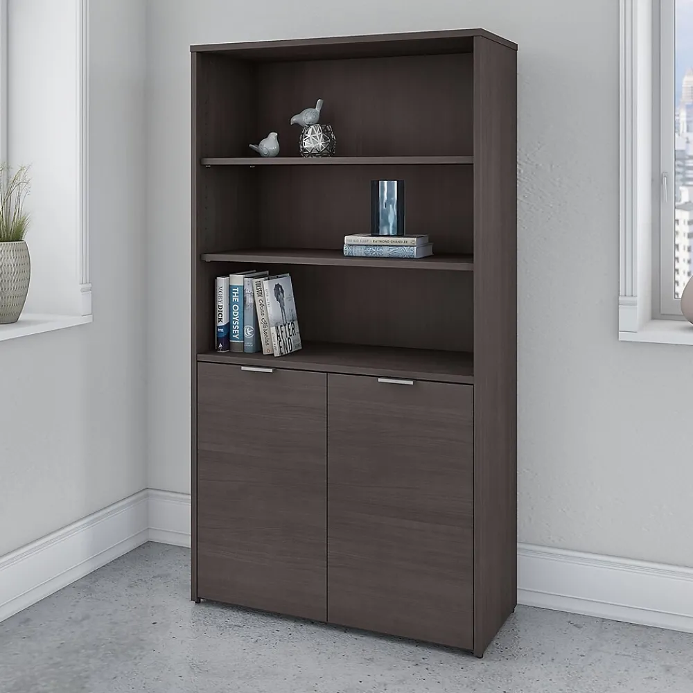 Bookcases*Bush Business Furniture Jamestown 66.12"H 5-Shelf Bookcase with Adjustable Shelves, Storm Gray Laminated Wood (JTB136SG)