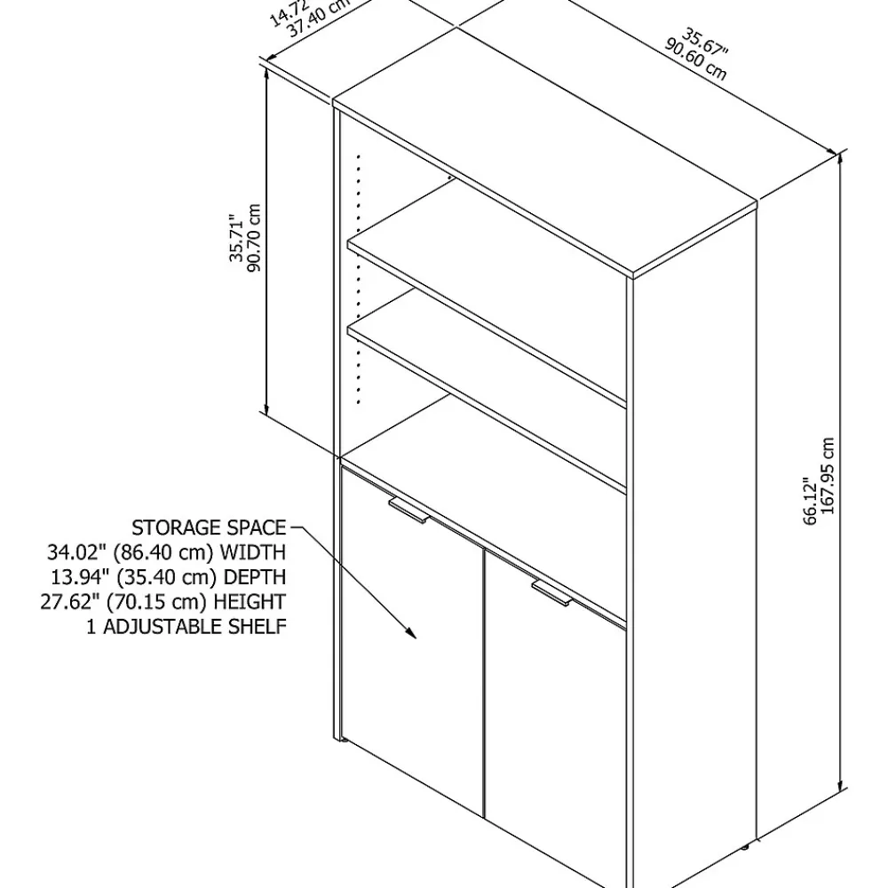 Bookcases*Bush Business Furniture Jamestown 66.12"H 5-Shelf Bookcase with Adjustable Shelves, Storm Gray Laminated Wood (JTB136SG)