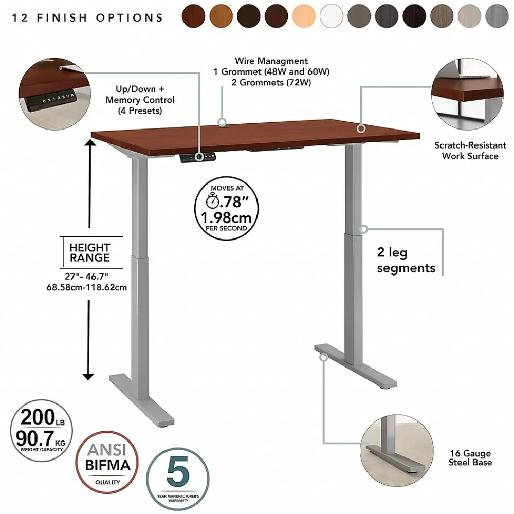 Standing Desks*Bush Business Furniture Move 60 Series 48"W Electric Height Adjustable Standing Desk, Hansen Cherry (M6S4824HCSK)
