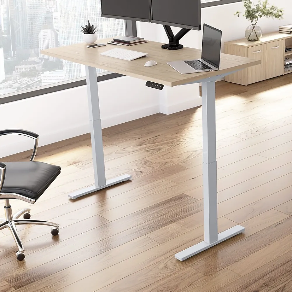 Standing Desks*Bush Business Furniture Move 60 Series 60"W Electric Adjustable Standing Desk, (M6S6030NESK) Natural Elm/Cool Gray Metallic