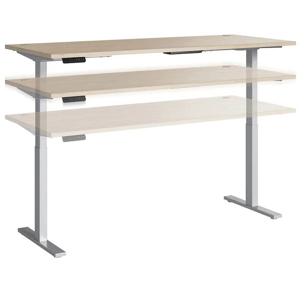 Office Desks*Bush Business Furniture Move 60 Series 72"W Electric Adjustable Standing Desk, (M6S7230NESK) Natural Elm/Cool Gray Metallic