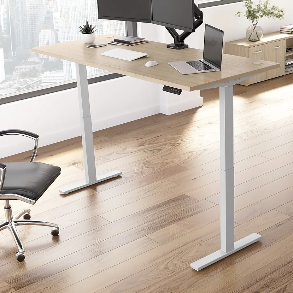 Office Desks*Bush Business Furniture Move 60 Series 72"W Electric Adjustable Standing Desk, (M6S7230NESK) Natural Elm/Cool Gray Metallic