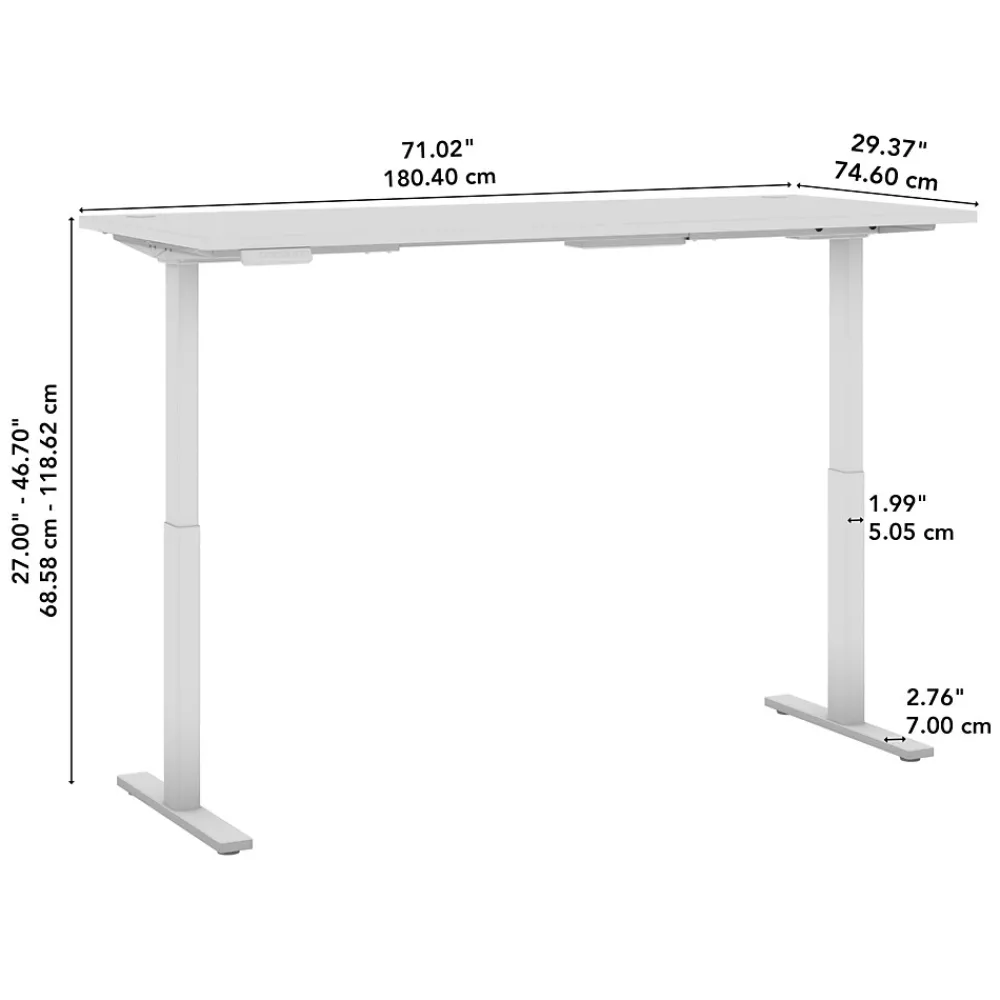 Office Desks*Bush Business Furniture Move 60 Series 72"W Electric Adjustable Standing Desk, (M6S7230NESK) Natural Elm/Cool Gray Metallic
