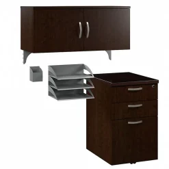 Storage Cabinets*Bush Business Furniture Office in an Hour Cubicle Storage with Cabinet, Paper Tray, & Pencil Holder, Mocha Cherry (WC36890-03K)