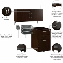 Storage Cabinets*Bush Business Furniture Office in an Hour Cubicle Storage with Cabinet, Paper Tray, & Pencil Holder, Mocha Cherry (WC36890-03K)