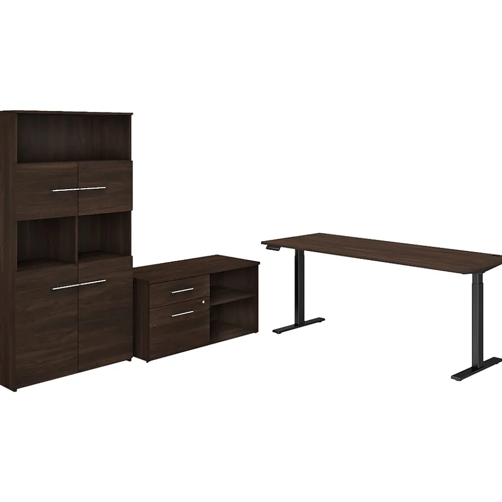 Standing Desks*Bush Business Furniture Office 500 72"W Adjustable Desk with Storage and Bookcase, (OF5006BWSU) Black Walnut