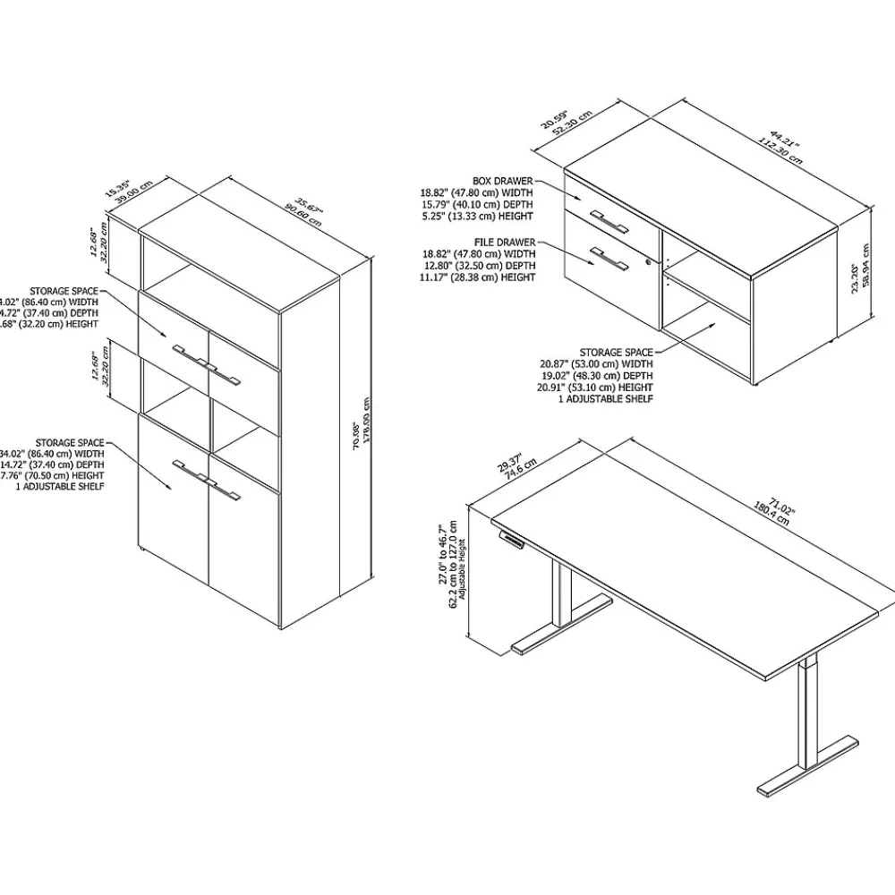 Standing Desks*Bush Business Furniture Office 500 72"W Adjustable Desk with Storage and Bookcase, (OF5006BWSU) Black Walnut