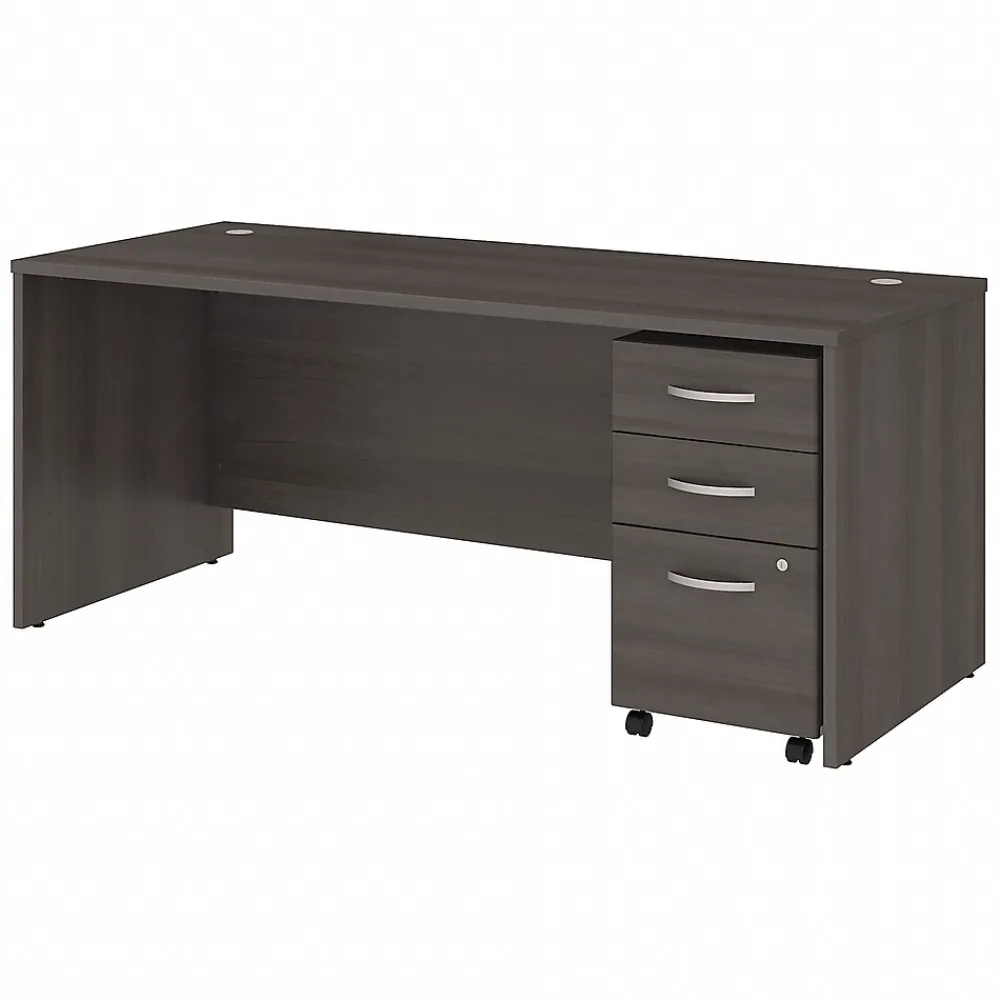 Computer Desks*Bush Business Furniture Studio C 72"W Office Desk with Mobile File Cabinet, (STC013SG) Storm Gray