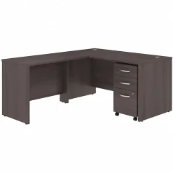 L-Desks*Bush Business Furniture Studio C 60"W L Shaped Desk with Mobile File Cabinet and Return, (STC008SG) Storm Gray