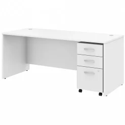 Computer Desks*Bush Business Furniture Studio C 72"W Office Desk with Mobile File Cabinet, (STC013WH) White