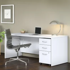 Computer Desks*Bush Business Furniture Studio C 72"W Office Desk with Mobile File Cabinet, (STC013WH) White