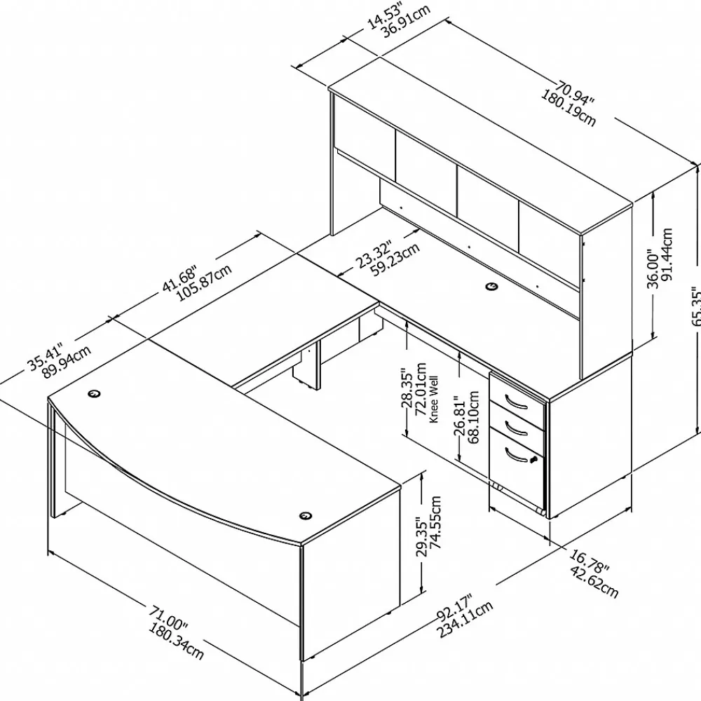 Computer Desks*Bush Business Furniture Studio C 72"W U Shaped Desk with Hutch and Mobile File Cabinet, (STC003WH) White