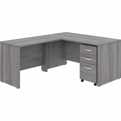 L-Desks*Bush Business Furniture Studio C 60"W L Shaped Desk with Mobile File Cabinet and Return, (STC008PGSU) Platinum Gray