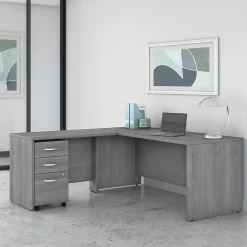 L-Desks*Bush Business Furniture Studio C 72"W L Shaped Desk with Mobile File Cabinet and Return, (STC007PGSU) Platinum Gray