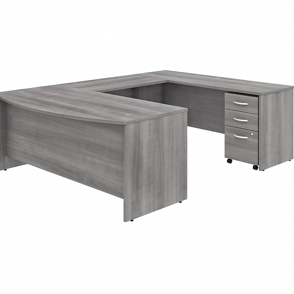 Computer Desks*Bush Business Furniture Studio C 72"W U Shaped Desk with Mobile File Cabinet, (STC004PGSU) Platinum Gray