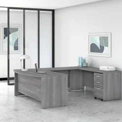 Computer Desks*Bush Business Furniture Studio C 72"W U Shaped Desk with Mobile File Cabinet, (STC004PGSU) Platinum Gray