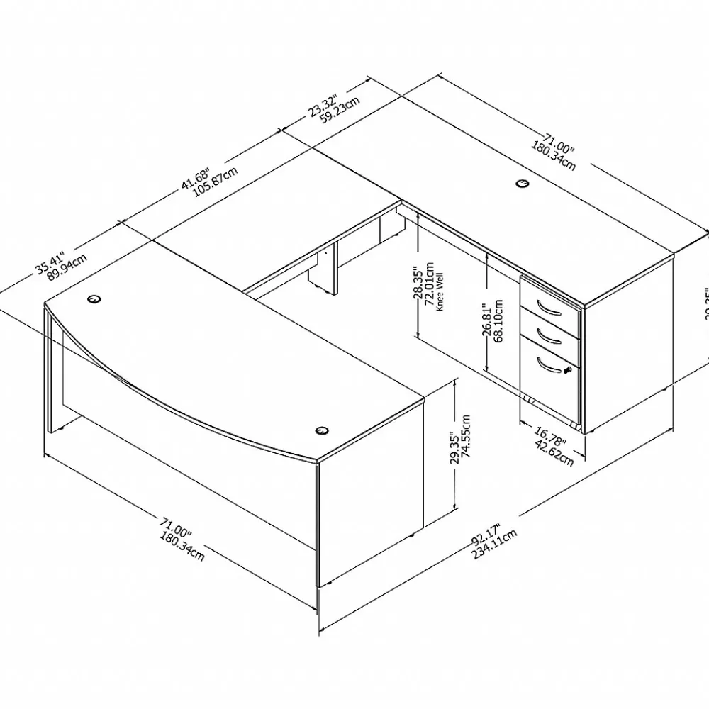 Computer Desks*Bush Business Furniture Studio C 72"W U Shaped Desk with Mobile File Cabinet, (STC004PGSU) Platinum Gray