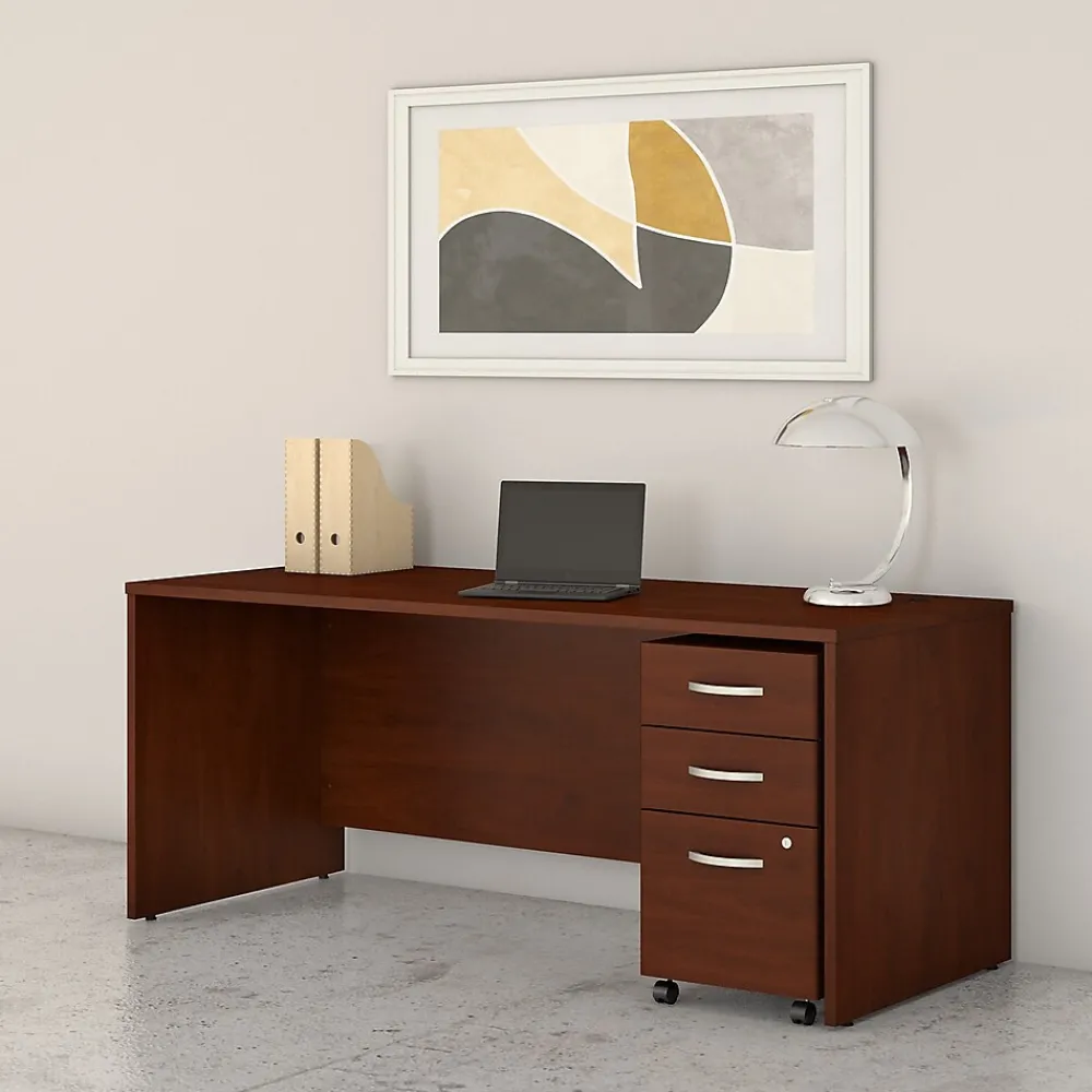 Computer Desks*Bush Business Furniture Studio C 72"W Office Desk with Mobile File Cabinet, (STC013HCSU) Hansen Cherry