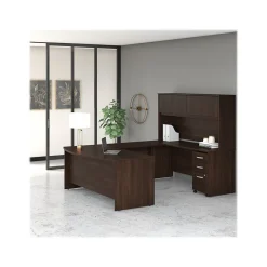 Office Desks*Bush Business Furniture Studio C 72"W U Shaped Desk with Hutch and Mobile File Cabinet, (STC003BWSU) Black Walnut