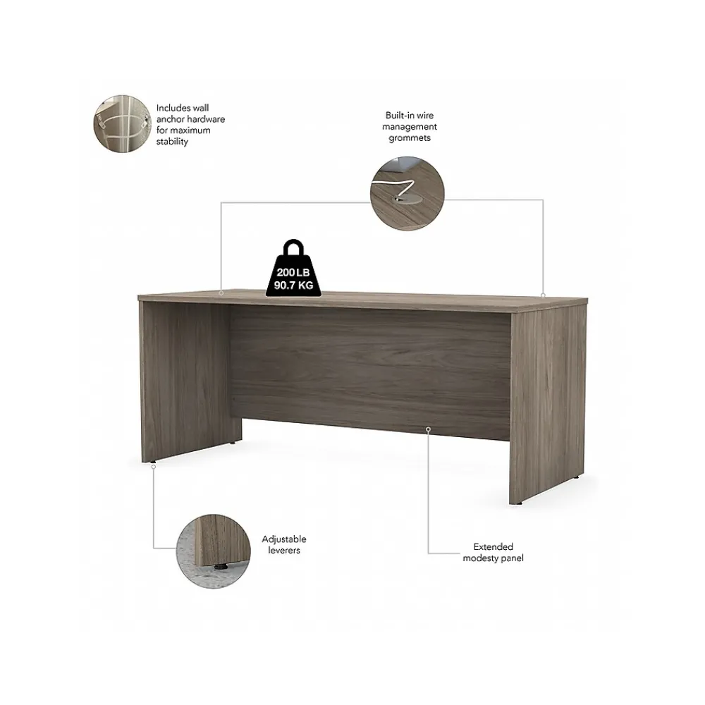 Computer Desks*Bush Business Furniture Studio C 72"W Office Desk, (SCD272MH) Modern Hickory
