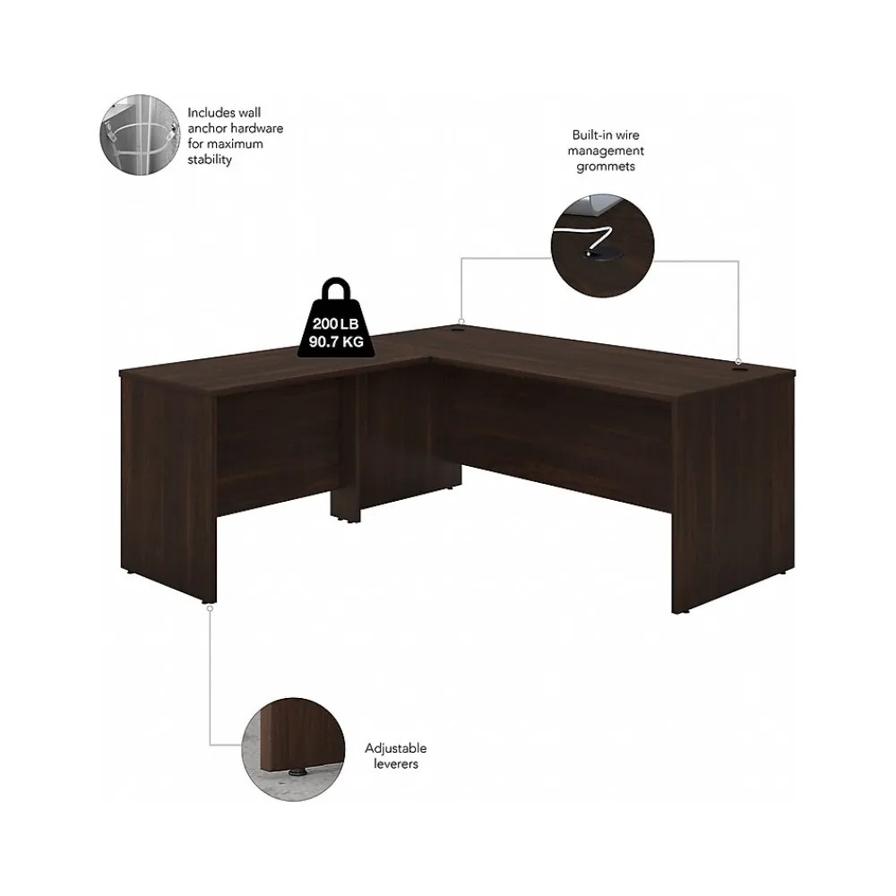 L-Desks*Bush Business Furniture Studio C 72"W L Shaped Desk with Hutch, Mobile File Cabinet and Return, (STC006BWSU) Black Walnut