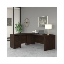 L-Desks*Bush Business Furniture Studio C 72"W L Shaped Desk with Mobile File Cabinet and Return, (STC007BWSU) Black Walnut