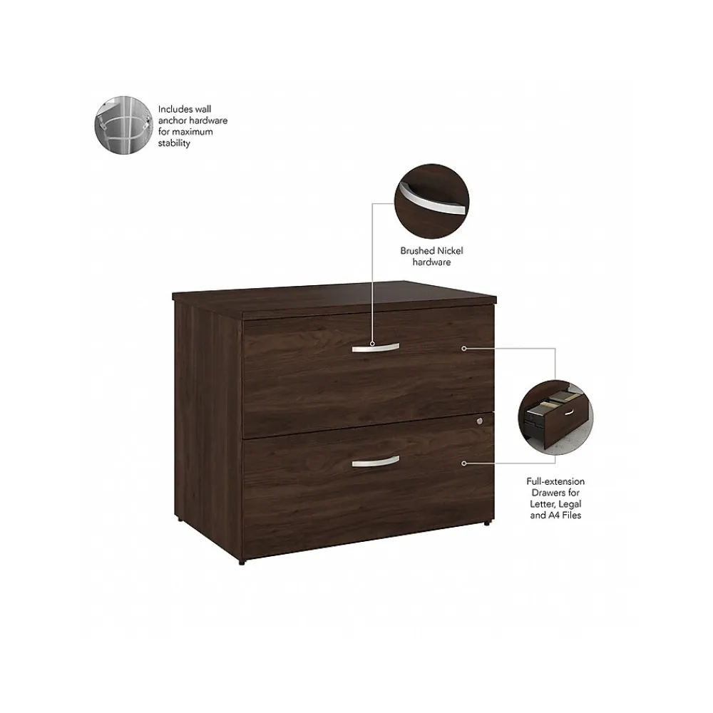 File Cabinets*Bush Business Furniture Studio C 2 Drawer Lateral File Cabinet, (SCF136BWSU) Black Walnut