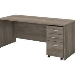 Computer Desks*Bush Business Furniture Studio C 72"W Office Desk with Mobile File Cabinet, (STC013MHSU) Modern Hickory