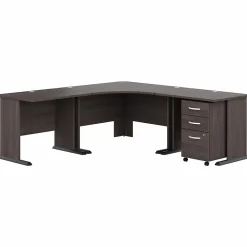 Corner Desks*Bush Business Furniture Studio A 83"W Large Corner Desk with 3 Drawer Mobile File Cabinet, (STA003SGSU) Storm Gray