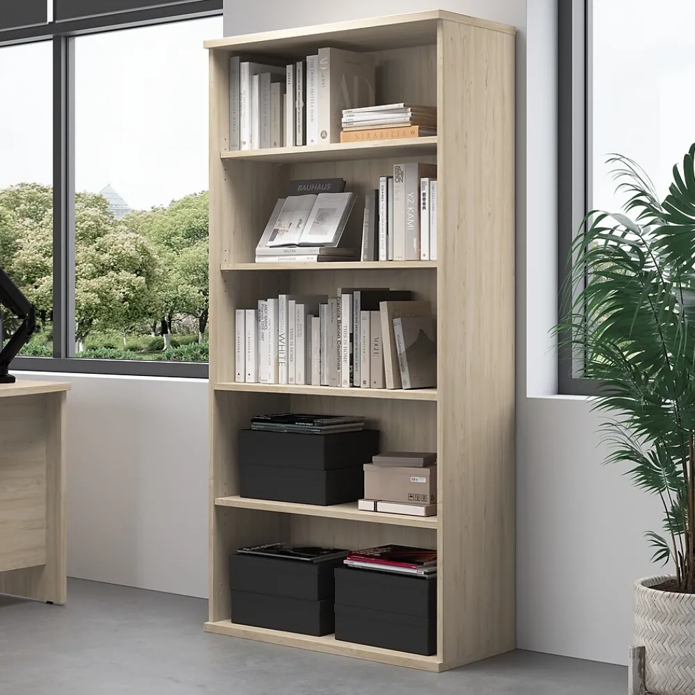 Bookcases*Bush Business Furniture Studio C Tall 5 Shelf Bookcase, Natural Elm (SCB136NE)
