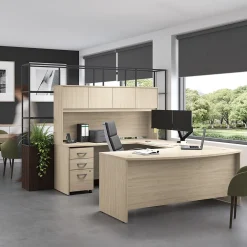 Office Desks*Bush Furniture Bush Business Furniture Studio C 72"W U Shaped Desk with Hutch and Mobile File Cabinet, Natural Elm (STC003NESU)