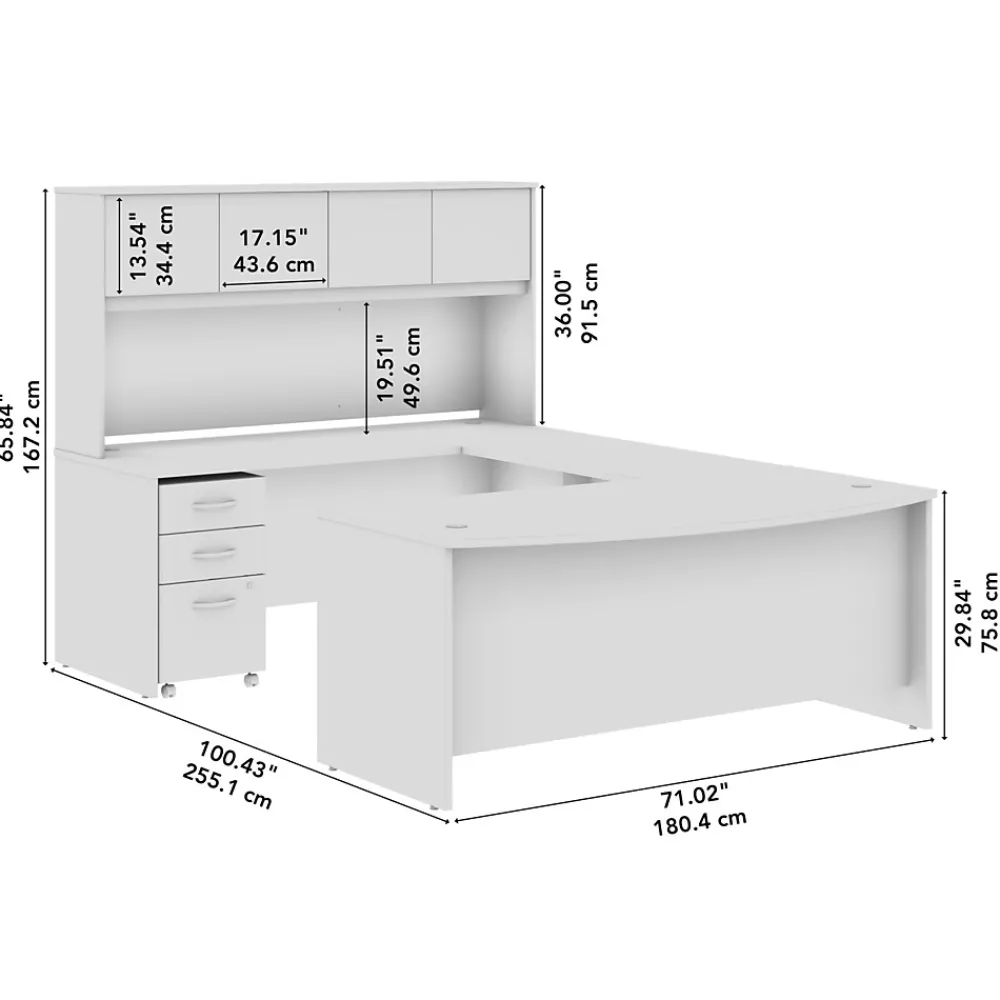 Office Desks*Bush Furniture Bush Business Furniture Studio C 72"W U Shaped Desk with Hutch and Mobile File Cabinet, Natural Elm (STC003NESU)