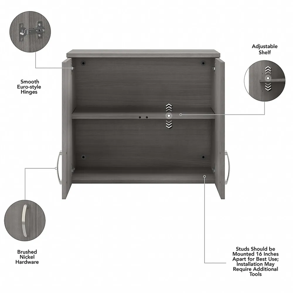 Storage Cabinets*Bush Business Furniture Universal 24" Wall Cabinet with Doors and 2 Shelves, Platinum Gray (UNS428PG)