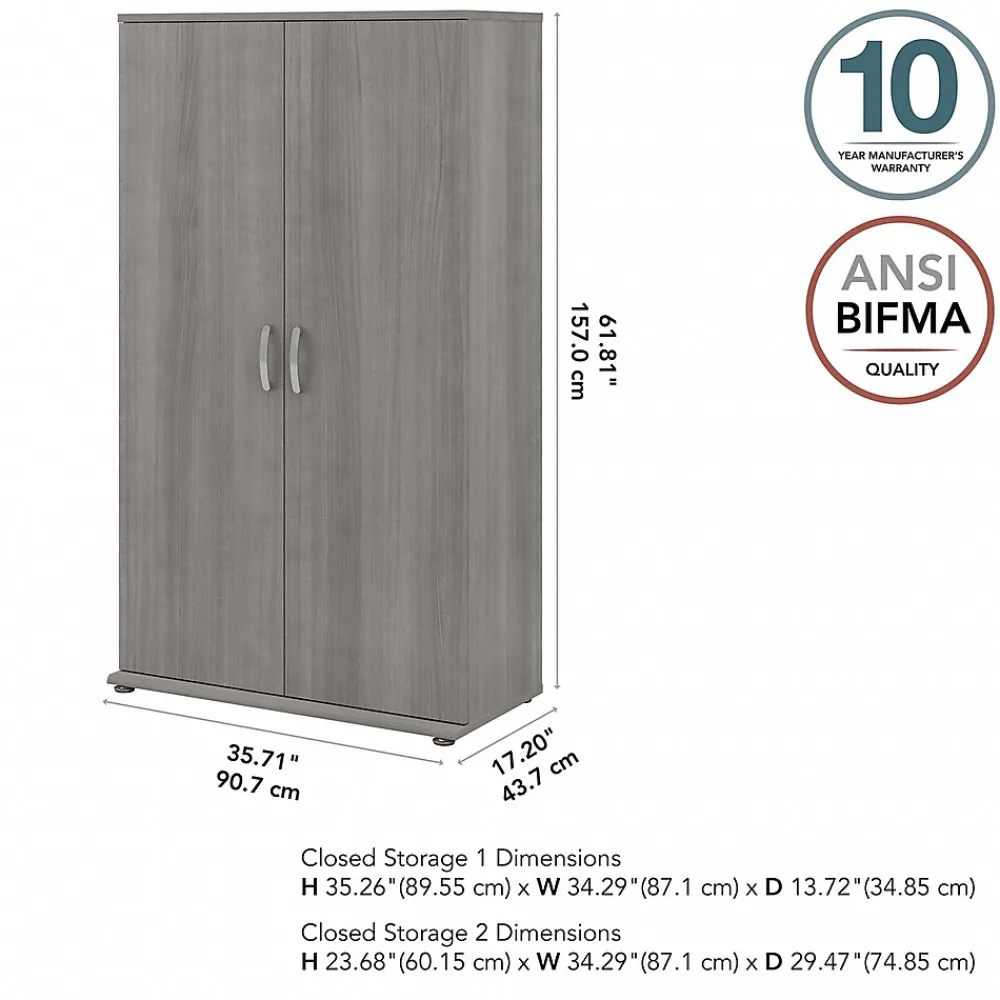 Storage Cabinets*Bush Business Furniture Universal 62" Tall Storage Cabinet with Doors and 5 Shelves, Platinum Gray (UNS136PGK)