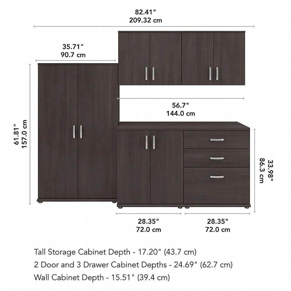 Storage Cabinets*Bush Business Furniture Universal 62" 5-Piece Modular Storage Set with 11 Shelves, Storm Gray (UNS003SG)
