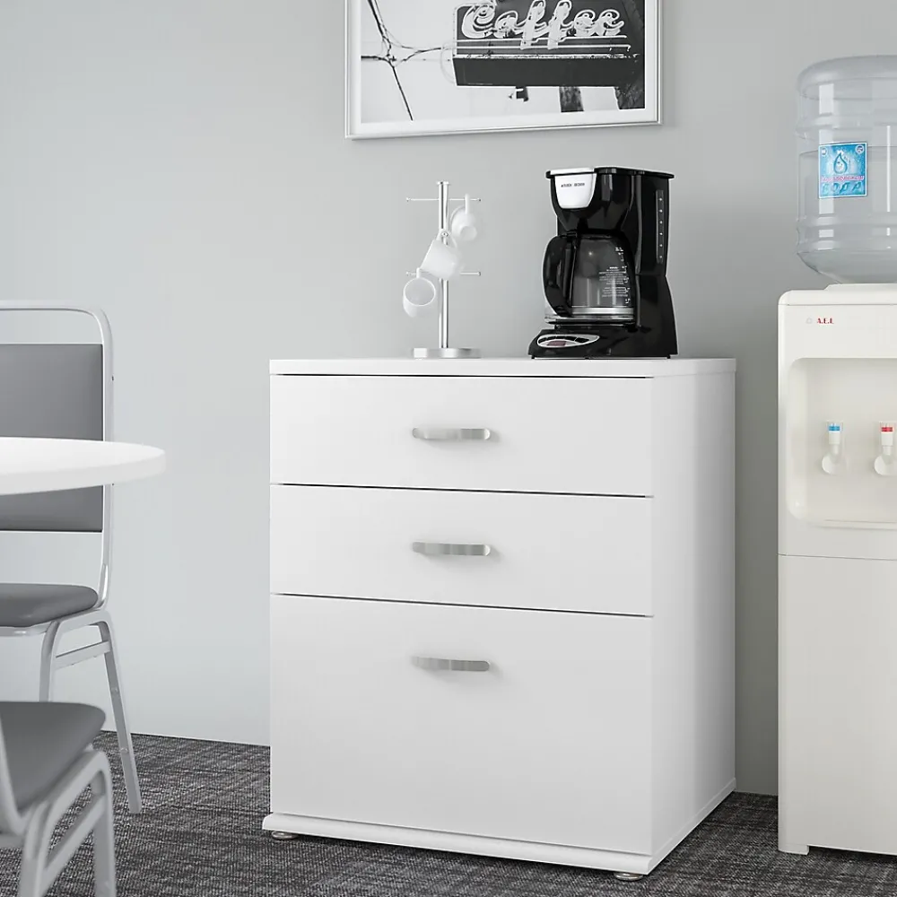 Storage Cabinets*Bush Business Furniture Universal 34" Floor Storage Cabinet with 3 Drawers, White (UNS328WH)