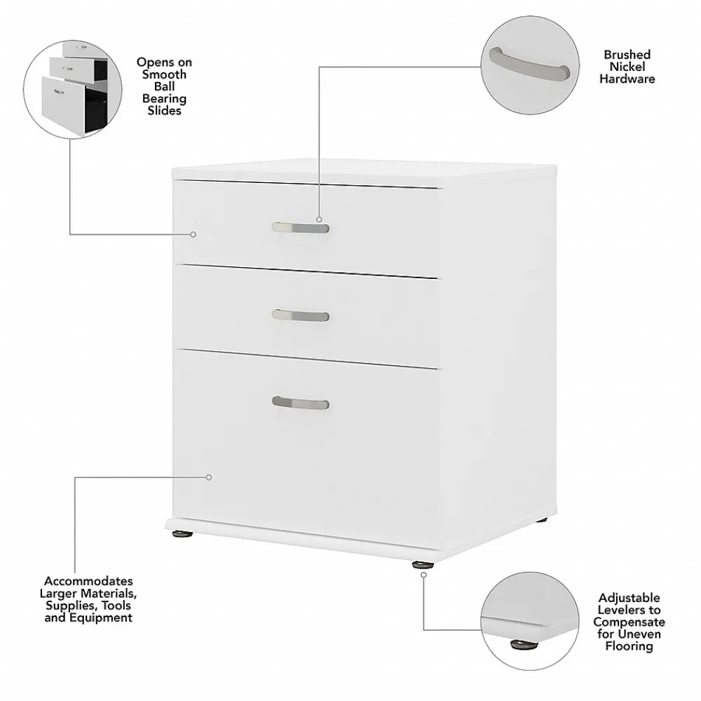 Storage Cabinets*Bush Business Furniture Universal 34" Floor Storage Cabinet with 3 Drawers, White (UNS328WH)