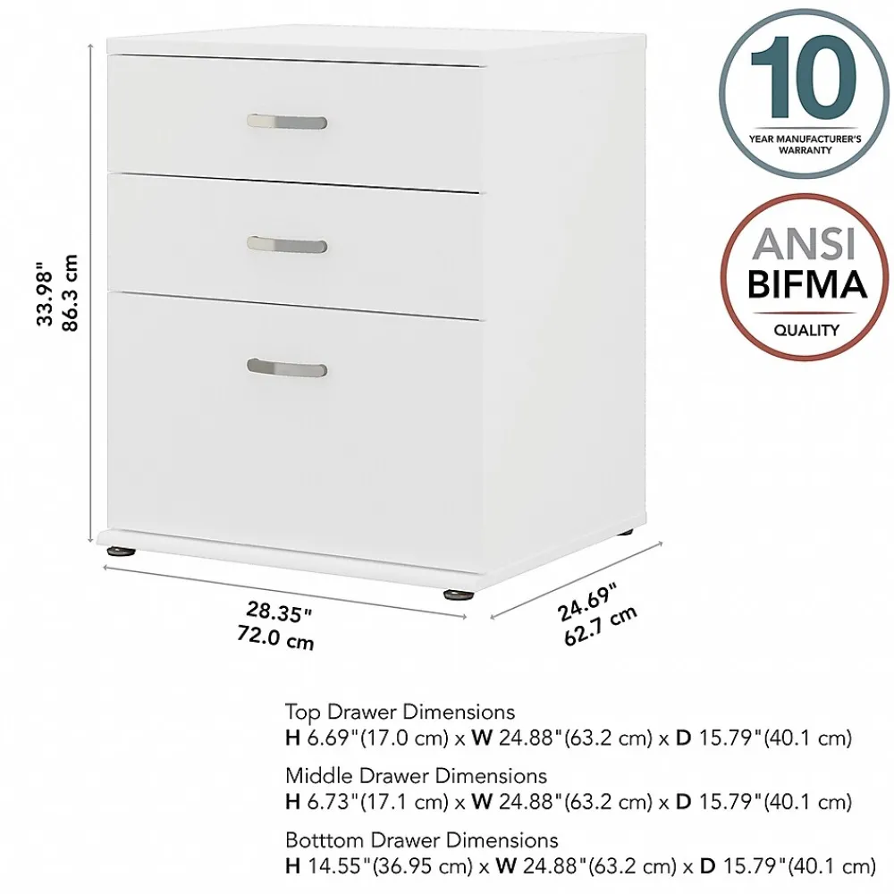 Storage Cabinets*Bush Business Furniture Universal 34" Floor Storage Cabinet with 3 Drawers, White (UNS328WH)