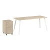 Office Desks*Bush Business Furniture Vista 72"W Desk with 3 Drawer Mobile File Cabinet, Natural Elm (VST001NESU)