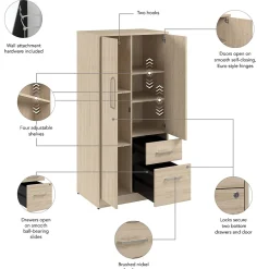 Storage Cabinets*Bush Business Furniture Vista Wardrobe Cabinet with Drawers, Natural Elm (VSS130NEK)