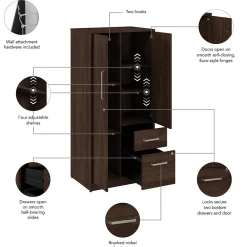 Storage Cabinets*Bush Business Furniture Vista Wardrobe Cabinet with Drawers, Black Walnut (VSS130BWK)