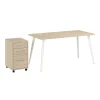 Office Desks*Bush Business Furniture Vista 60"W Desk with 3 Drawer Mobile File Cabinet, Natural Elm (VST002NESU)