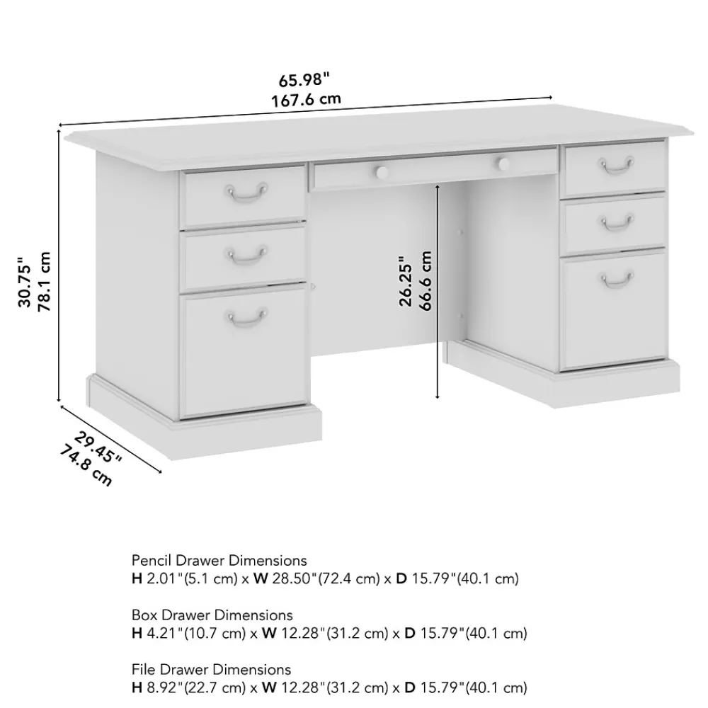 Office Desks*Bush Business Furniture 66"W Arlington Executive Desk with Drawers, Harvest Cherry (WC65566-03K)