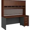 Computer Desks*Bush Business Furniture Westfield 72"W Office Desk with Hutch and Mobile File Cabinet, Hansen Cherry/Graphite Gray (SRC080HCSU)